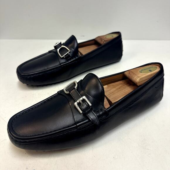 EUC Ralph Lauren Purple Label Driver Buckle Loafers Black Made in Italy 11 D main image 11